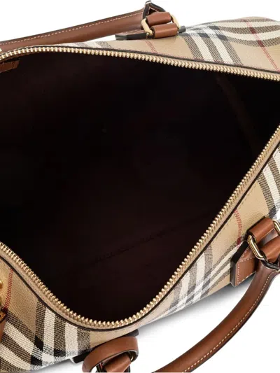 Burberry Checked Zipped Bowling Tote Bag In Brown