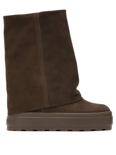 Casadei Lug Sole Platform Ankle Boots In Brown