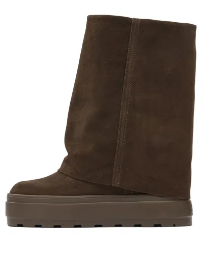 Casadei Lug Sole Platform Ankle Boots In Brown