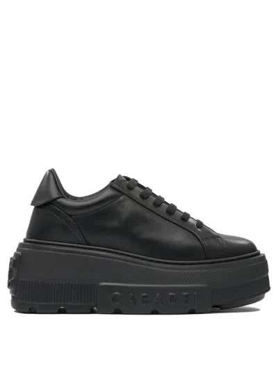 Casadei Low Top Platform Sneakers In Black