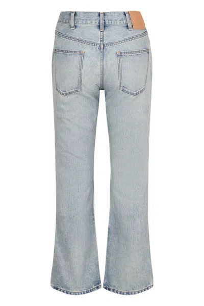 Celine Flared Leg Trousers With Front And Back Pockets In Blue