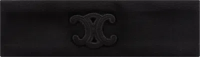 Celine Triomphe-patch Wool Headband In Black