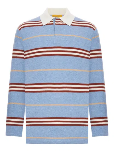 Guest In Residence Striped-pattern Long-sleeve Polo Shirt In Blue