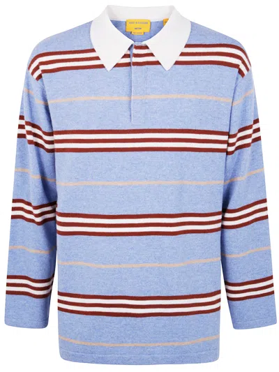 Guest In Residence Striped-pattern Long-sleeve Polo Shirt In Blue