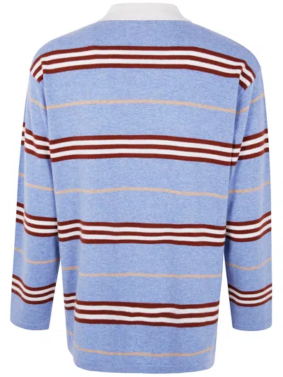 Guest In Residence Striped-pattern Long-sleeve Polo Shirt In Blue