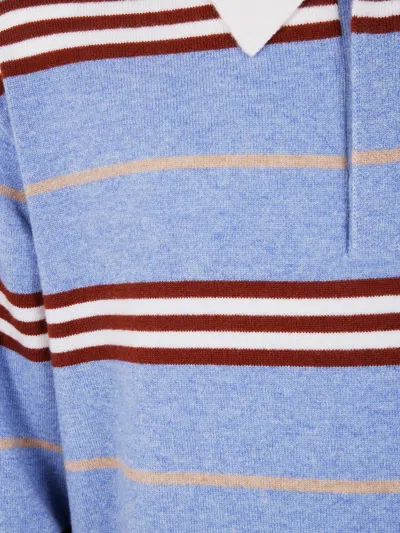 Guest In Residence Striped-pattern Long-sleeve Polo Shirt In Blue