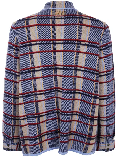 Guest In Residence Plaid Work Shirt With Structured Collar In Blue