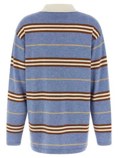 Guest In Residence Striped Cashmere Rugby Sweater With Classic Collar In Blue