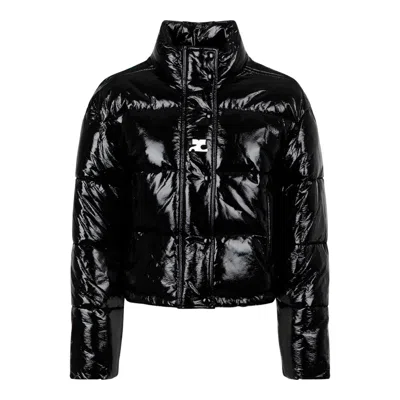 Courrèges Courreges Women Short Vinyl Down Jacket In Black