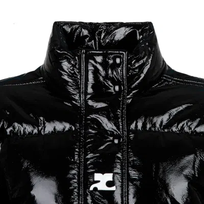 Courrèges Courreges Women Short Vinyl Down Jacket In Black