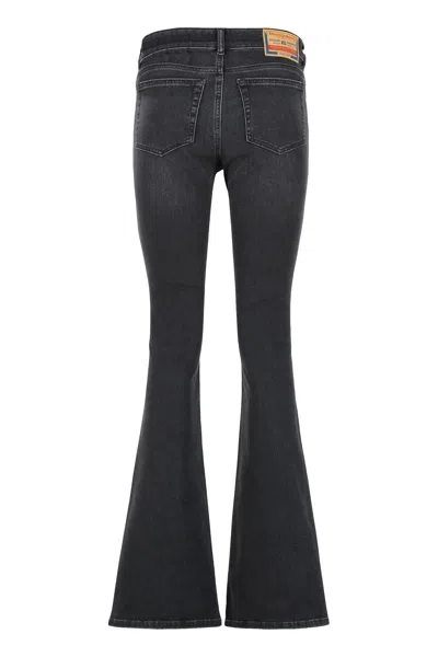 Diesel 1969 D-ebbey Flared Five Pocket Trousers In Black