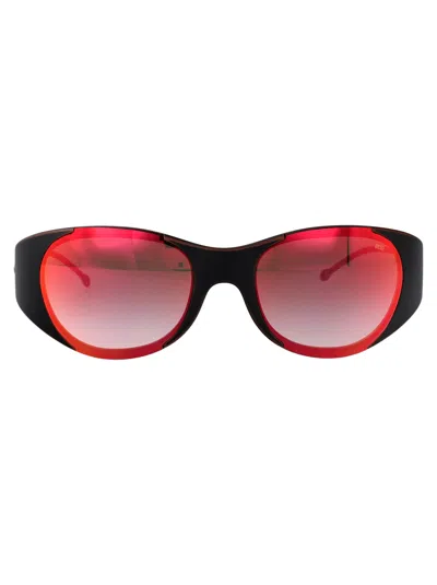 Diesel Green Gradient Brown Mirror Red Acetate Sunglasses In Black