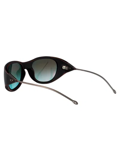 Diesel Green Gradient Brown Mirror Red Acetate Sunglasses In Black