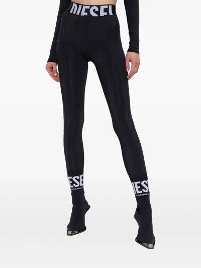 Diesel Women Logo Leggings In Black
