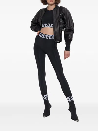 Diesel Women Logo Leggings In Black