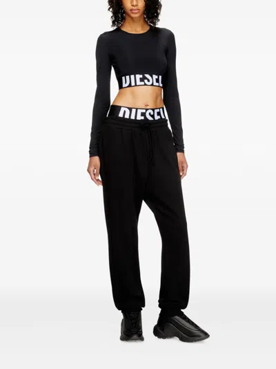 Diesel Women Logo Top In Black