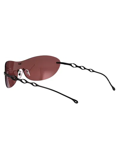 Diesel Matte Black Metal Sunglasses In Red