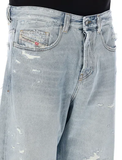 Diesel Light-wash Denim Pants With Distressed Details In Blue