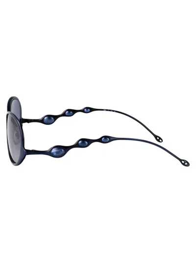 Diesel Shiny Brushed Antique Blue Metal Sunglasses In Blue