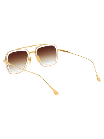 Dita Eyewear Clear Crystal - Yellow Gold Gradient Titanium Sunglasses In Brown