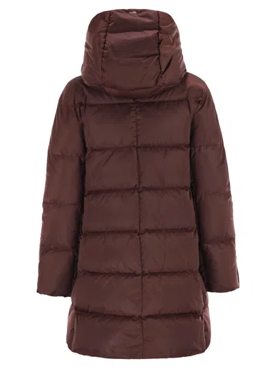 Herno Women A-shape Down Jacket With Hood In Brown