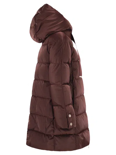Herno Women A-shape Down Jacket With Hood In Brown