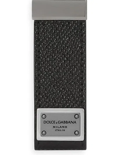 Dolce & Gabbana Men Dg Logo Leather Key Ring In Black