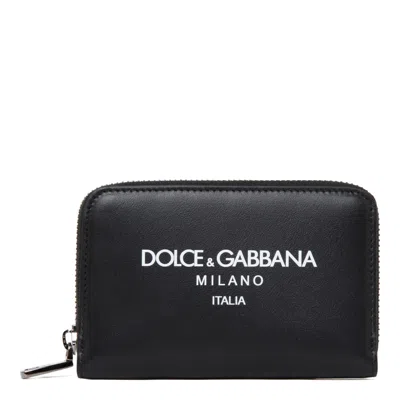 Dolce & Gabbana Men Leather Continental Wallet In Black