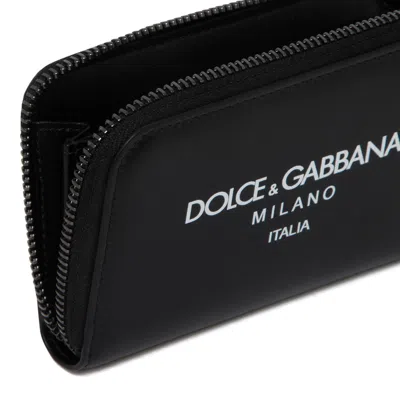 Dolce & Gabbana Men Leather Continental Wallet In Black