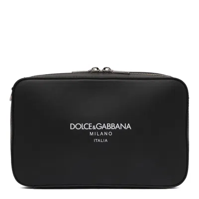Dolce & Gabbana Brand Logo Adjustable Rectangular Messenger Bag Strap In Black