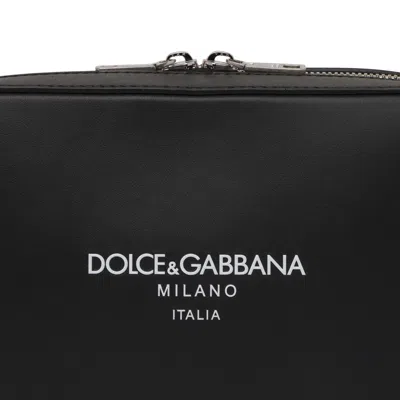 Dolce & Gabbana Brand Logo Adjustable Rectangular Messenger Bag Strap In Black