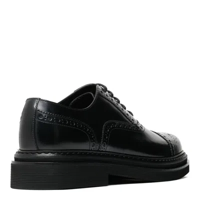 Dolce & Gabbana Black Leather Oxfords And Derbies In Black