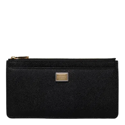 Dolce & Gabbana Women Leather Zipped Card Case In Black