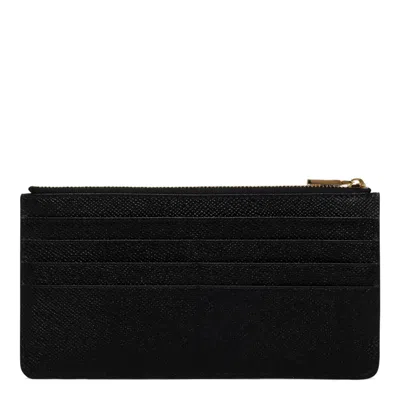 Dolce & Gabbana Women Leather Zipped Card Case In Black