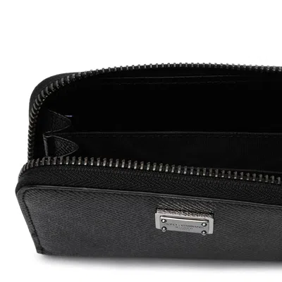 Dolce & Gabbana Black Vitello Leather Wallets In Black