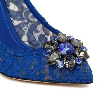 Dolce & Gabbana Blue Leather Cotton Heel Shoes In Blue