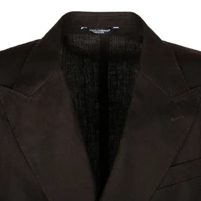 Dolce & Gabbana Brown Flax Cotton Jackets In Brown
