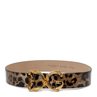 Dolce & Gabbana Camel Brown Calf Leather Belts In Brown