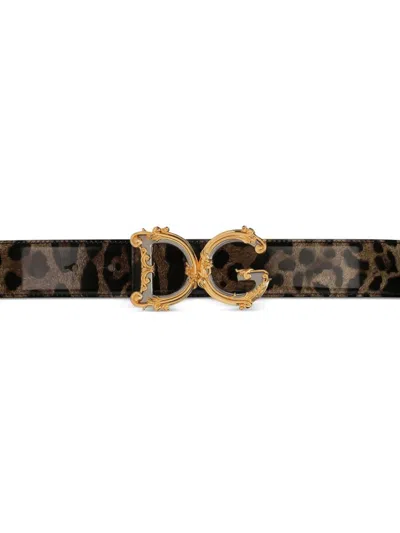 Dolce & Gabbana Camel Brown Calf Leather Belts In Brown