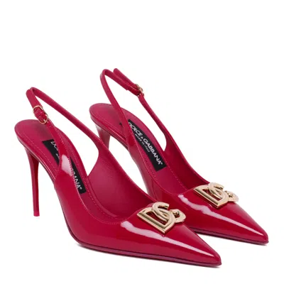 Dolce & Gabbana Dark Red Calf Leather Shoes With Heel In Red