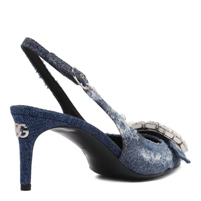Dolce & Gabbana Dark Cobalt Cotton Sandals In Blue