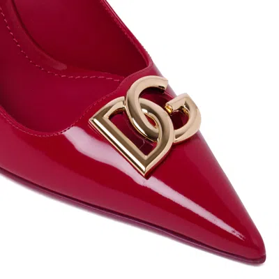Dolce & Gabbana Dark Red Calf Leather Shoes With Heel In Red