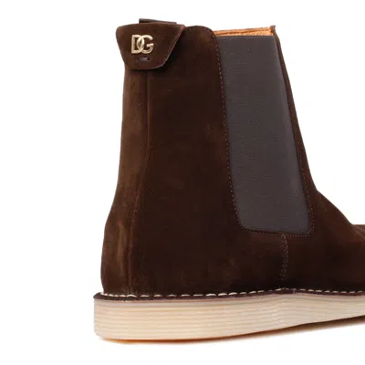 Dolce & Gabbana Suede Ankle Boots For In Brown