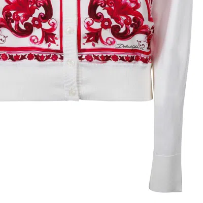 Dolce & Gabbana Fuxia Silk Sweater In White