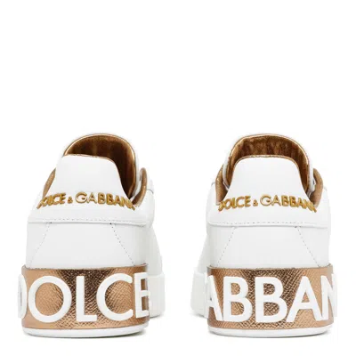 Dolce & Gabbana White Nappa Leather Portofino Sneakers In White