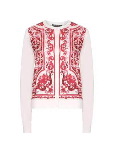 Dolce & Gabbana Fuxia Silk Sweater In White