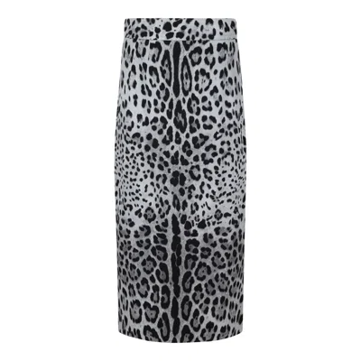 Dolce & Gabbana Leopard Print Silk Pencil Skirt In Multi