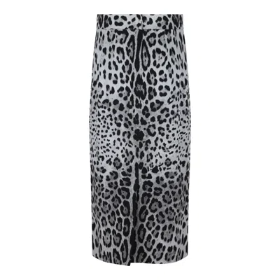 Dolce & Gabbana Leopard Print Silk Pencil Skirt In Multi