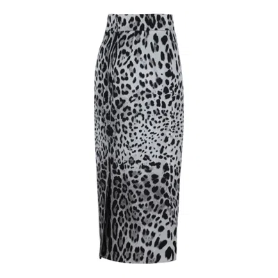 Dolce & Gabbana Leopard Print Silk Pencil Skirt In Multi