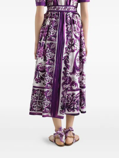 Dolce & Gabbana Maiolica Print Cotton Shirtdress In Multi